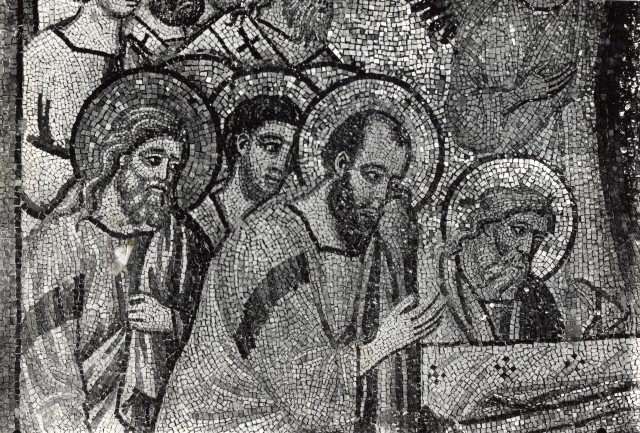 Zigrossi, Giuseppe — Cavallini Pietro - sec. XIII - S. Maria in Trastevere, mosaico dell'abside: Transito della Madonna, Apostoli di sinistra — particolare